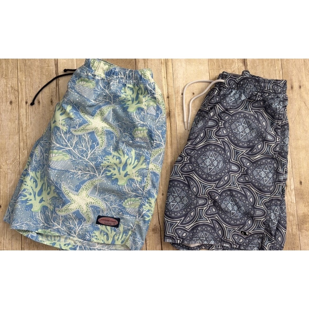 Vineyard‎ Vines Mens Size M L Sea Turtle Star Fish Bathing Swim Shorts 2 Pairs